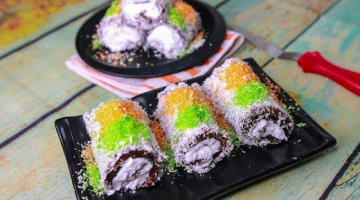 Recipe Chocolate Coconut Pudding Roll | TURKISH DESSERT Sultan Lokumu | Eggless & Without Oven