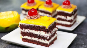 Recipe Chocolate Mango Pastry Cake | Eggless & Without Oven | Yummy
