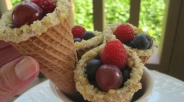 Recipe Edible FRUIT BOUQUETS - How to make BLUEBERRIES, RED RASPBERRIES, GRAPES & SUGAR CONES