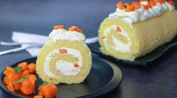 Recipe Mango Swiss Roll Cake | Mango Roll Cake Recipe | Yummy