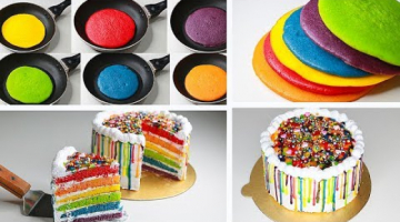 Recipe Rainbow Cake In Fry Pan | With Eggs / Eggless & Without Oven | Raibow Cake Without Oven | Yummy Cake