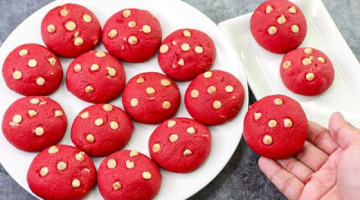 Recipe Red Velvet Chocolate Chips Cookies | Eggless & Without Oven | Yummy