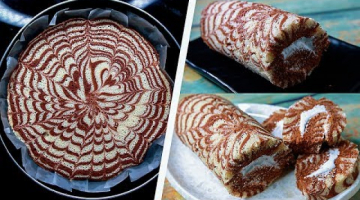 Recipe Zebra Roll Cake In Fry Pan | Fry Pan Swiss Roll Cake | Roll Cake Without Oven