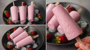 3 Ingredient Strawberry Kulfi Recipe | No Cream No Condensed Milk Strawberry Kulfi Recipe | Yummy