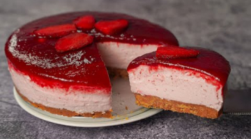 No Bake Strawberry Cheese Cake | Easy Chesse Cake Recipe Without Gelatine | Yummy