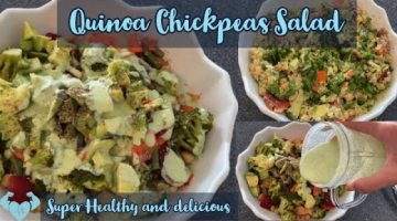 Quinoa Chickpeas Salad | Super Healthy Quinoa salad with green yogurt and sprouts